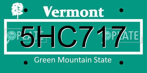 5HC717 Vermont License Plate