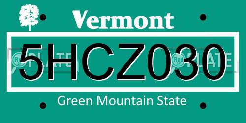 5HCZ030 Vermont License Plate