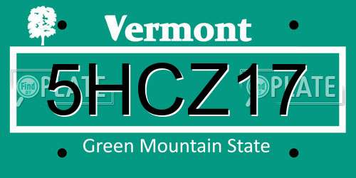 5HCZ17 Vermont License Plate