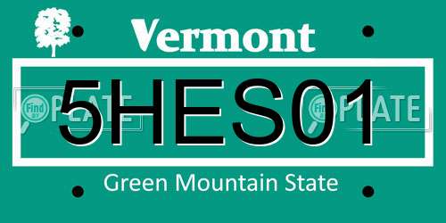5HES01 Vermont License Plate