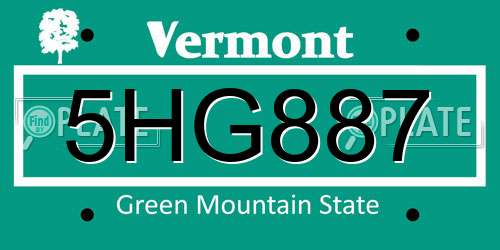 5HG887 Vermont License Plate
