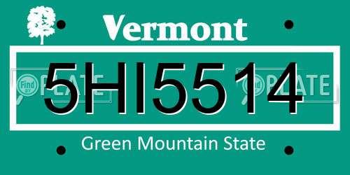 5HI5514 Vermont License Plate