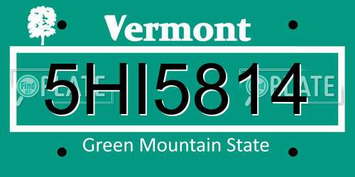 5HI5814 Vermont License Plate