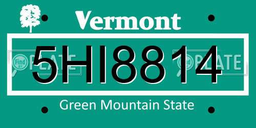 5HI8814 Vermont License Plate