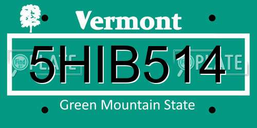5HIB514 Vermont License Plate