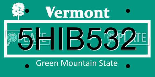 5HIB532 Vermont License Plate