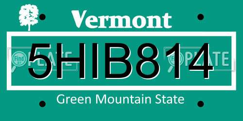 5HIB814 Vermont License Plate