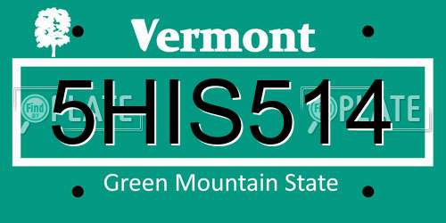 5HIS514 Vermont License Plate