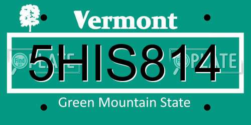 5HIS814 Vermont License Plate