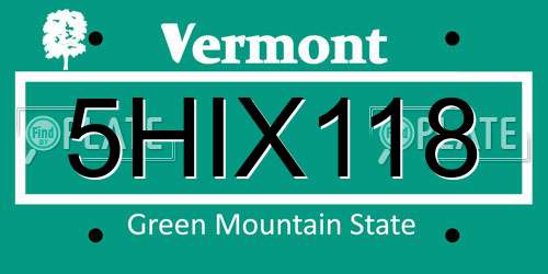 5HIX118 Vermont License Plate