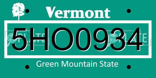 5HO0934 Vermont License Plate
