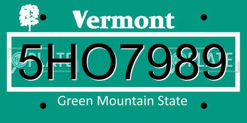 5HO7989 Vermont License Plate