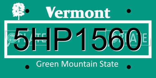 5HP1560 Vermont License Plate