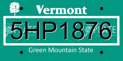 5HP1876 Vermont License Plate