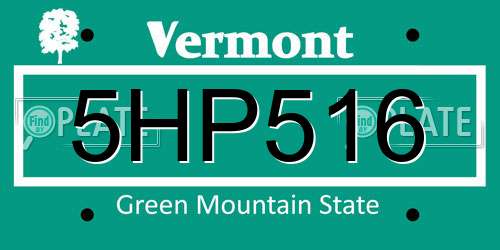 5HP516 Vermont License Plate