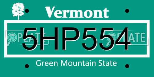 5HP554 Vermont License Plate