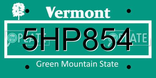 5HP854 Vermont License Plate