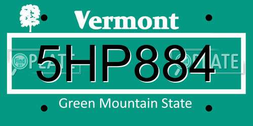 5HP884 Vermont License Plate