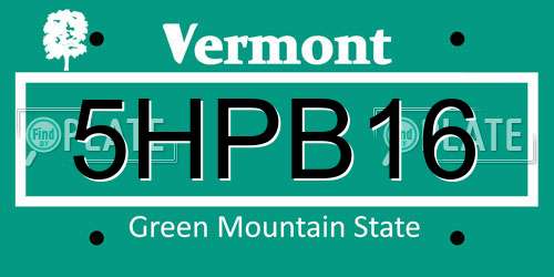 5HPB16 Vermont License Plate