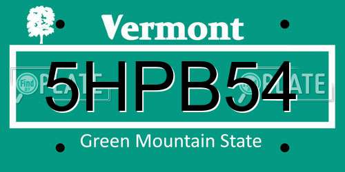 5HPB54 Vermont License Plate