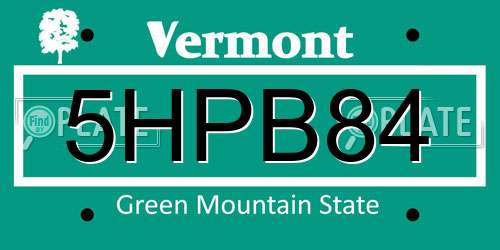 5HPB84 Vermont License Plate