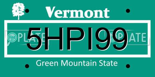 5HPI99 Vermont License Plate