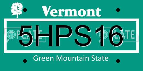 5HPS16 Vermont License Plate