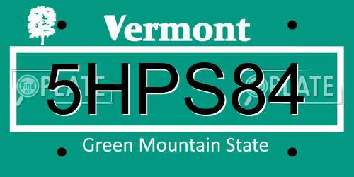 5HPS84 Vermont License Plate