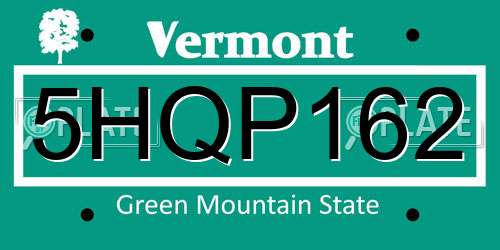 5HQP162 Vermont License Plate
