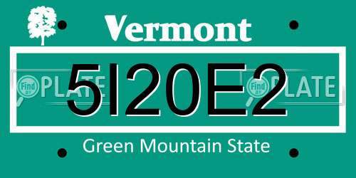 5I20E2 Vermont License Plate
