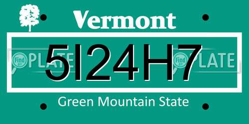5I24H7 Vermont License Plate