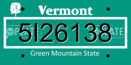5I26138 Vermont License Plate