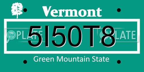 5I50T8 Vermont License Plate