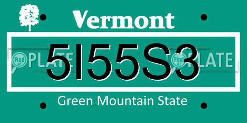 5I55S3 Vermont License Plate