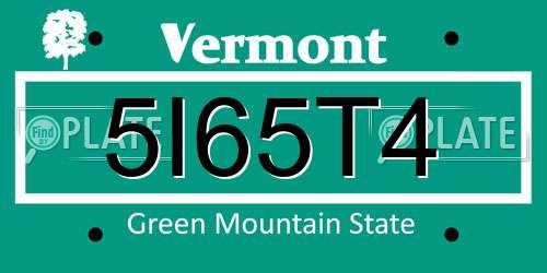 5I65T4 Vermont License Plate