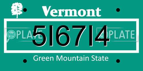 5I67I4 Vermont License Plate
