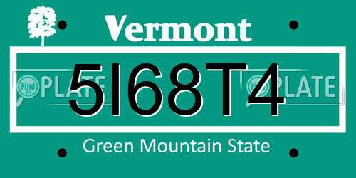 5I68T4 Vermont License Plate