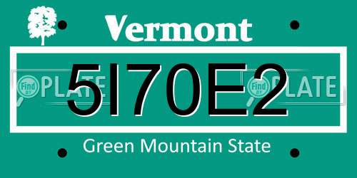 5I70E2 Vermont License Plate
