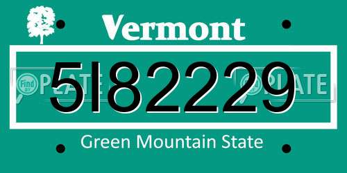 5I82229 Vermont License Plate