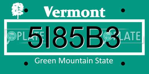 5I85B3 Vermont License Plate