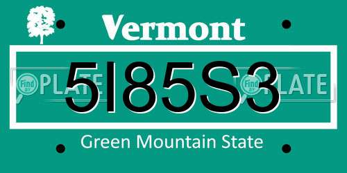 5I85S3 Vermont License Plate