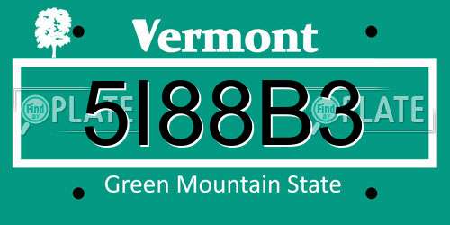 5I88B3 Vermont License Plate