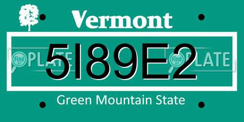 5I89E2 Vermont License Plate