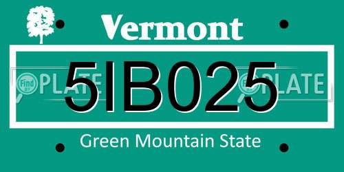 5IB025 Vermont License Plate
