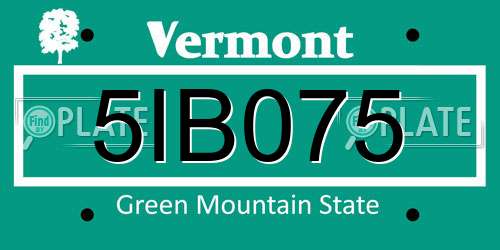 5IB075 Vermont License Plate