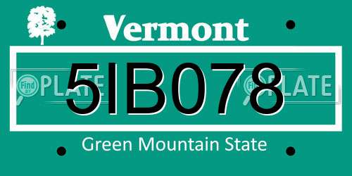 5IB078 Vermont License Plate
