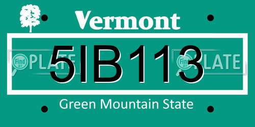 5IB113 Vermont License Plate
