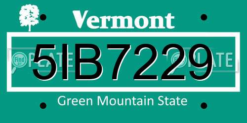 5IB7229 Vermont License Plate