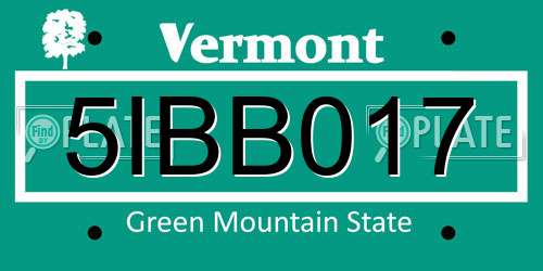 5IBB017 Vermont License Plate