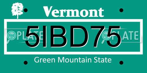5IBD75 Vermont License Plate